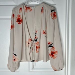 Aritzia Wilfred Floral Tie Front Top Sz M